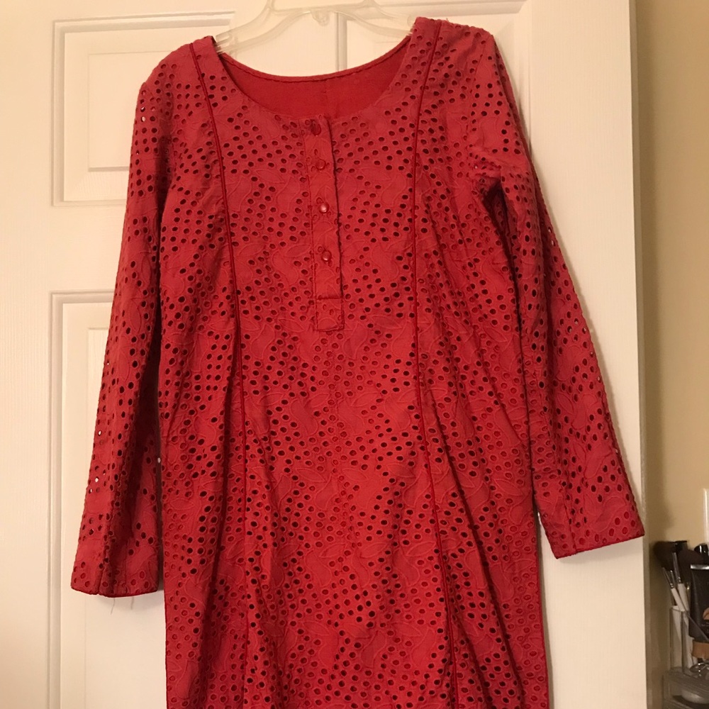 Pakistani Red Eyelet Kameez/Kurta